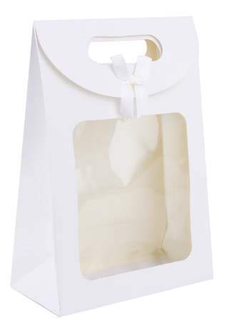 WHITE KRAFT BOW BAG 26x19x9cm