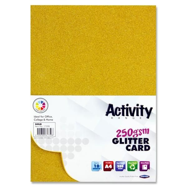 A4 250gsm Glitter Card 10 Sheets - Gold