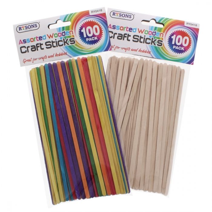 100PC ASSORTED WOODEN CRAFT STICKS