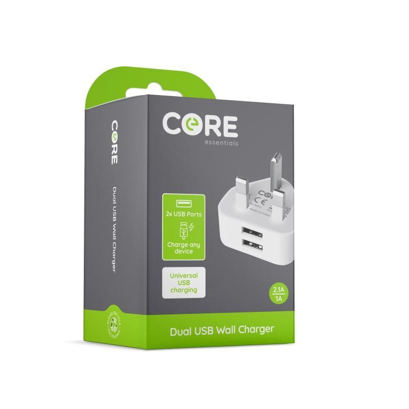 Core Dual USB Wall Charger 2.1A/1.A