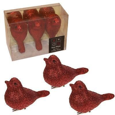 Glitter Birds On Clip Red