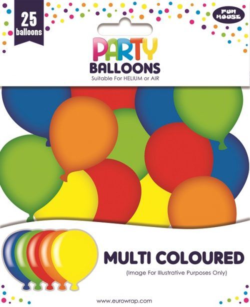 Pack Of 25 Mulitcoloured Party Balloons