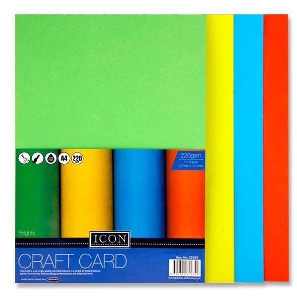 Icon Pkt.10 A4 220gsm Craft Card - Brigh