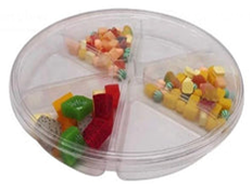 6 section tray with flat lid Clear