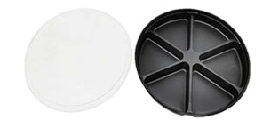 6 section tray with flat lid Black