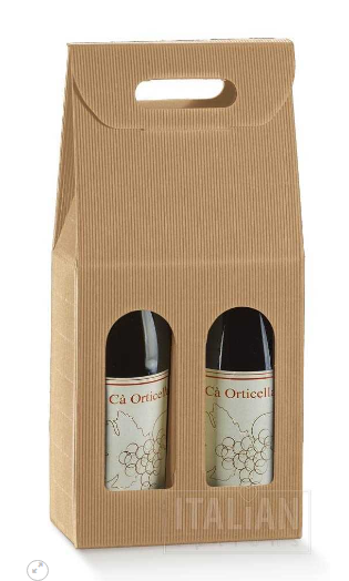Kraft – 2 Bottle Wine Box with Windows