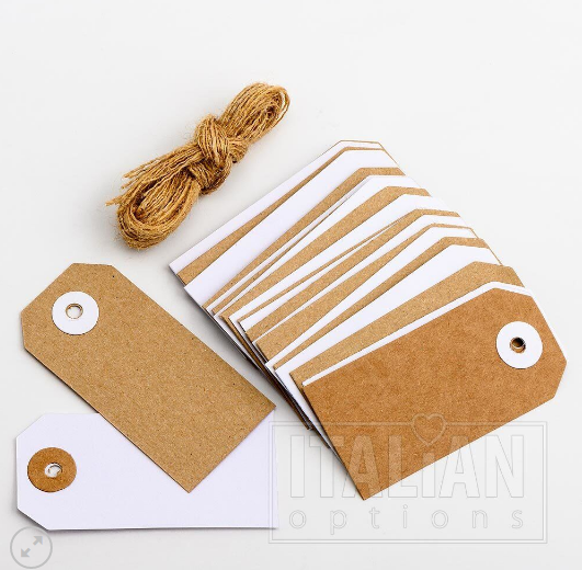 Kraft & White Tags with Jute String (24