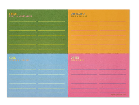 Colourful Tear Off Food Shopping List