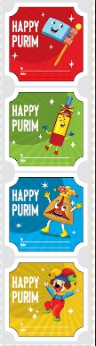 Purim Labels - Square x12 Pk. 71103