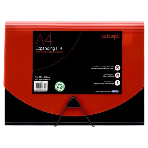 Concept A4 13 Part Expanding File - Blac