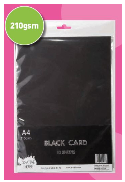 A4 210gsm BLACK CARD 10 SHEETS CREATIVE
