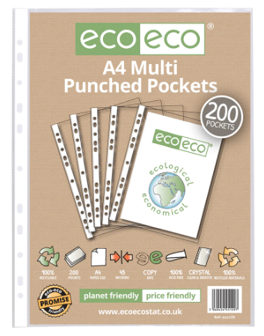 A4 200 Multi Punched Pockets 45MIC