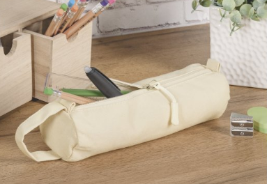 Cotton Pencil Case with handle Natural