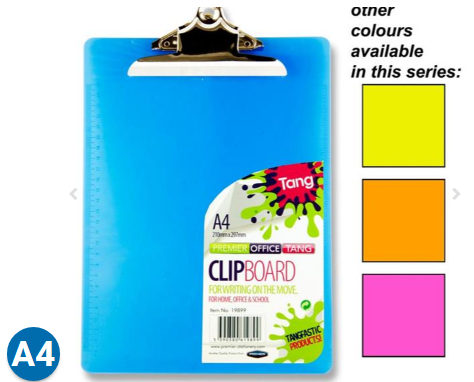 Concept A4 Clipboard - Neon 4 Asst.