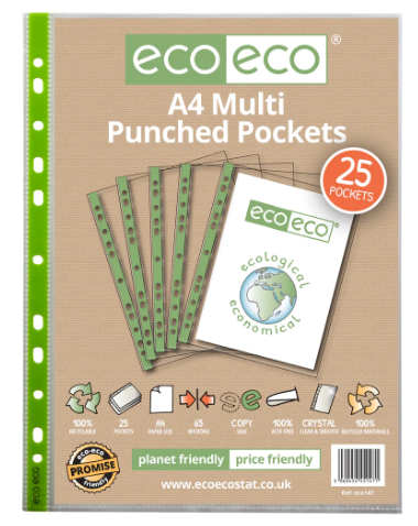 A4 25 Multi Punched Pockets 65 Mic