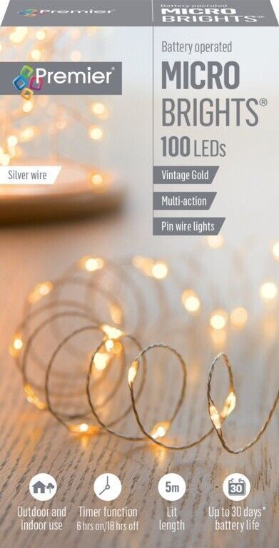 Premier - B/O 100 LED Lights V.Gold 5m