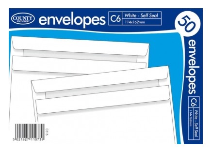 C.Statonery - White Envelopes C6 [50pk]