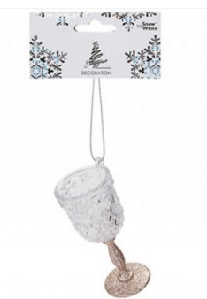 Hanging Acrylic Wine Glass Glitter Decor