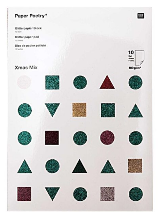 GLITTER PAPER PAD, NOSTALGIC 10 SHEETS