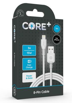 CORE+ 8-Pin Cable 1m White 3A/15W