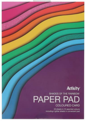 A4 180gsm Paper Pad 24 Sheets -Rainbow