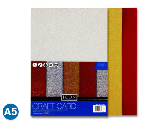 Pkt.10 A5 220gsm Craft Card - Glitter
