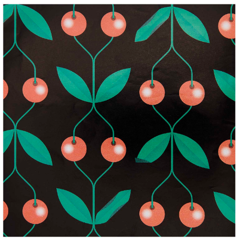 Wrapping paper cherries, black 2m