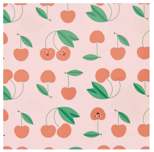 Wrapping paper cherries, pink