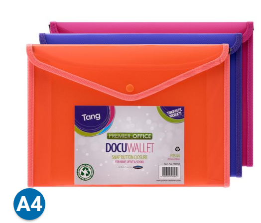 Office A4 Button Document Wallet Tang 3