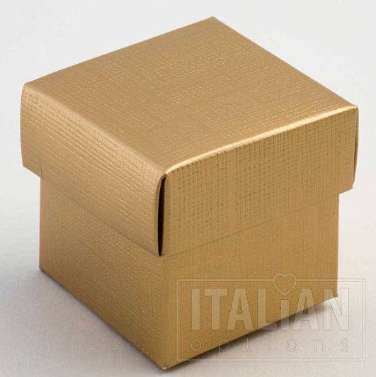 Gold silk – square box & lid 50x50x50mm