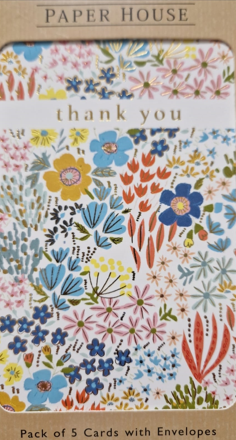 Thank You 5 CARDS Floral Pattern