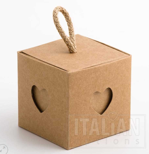 Rustic Kraft – 50mm Cube Box with Cord a