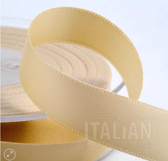 Satin ribbon 10mm x 25m Cream/Gold