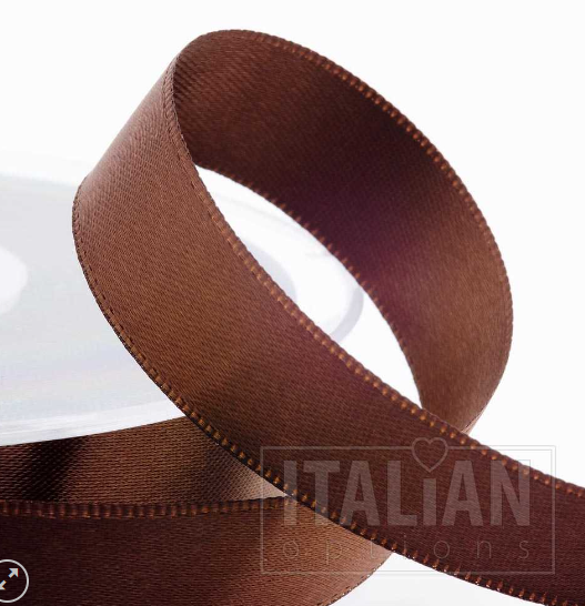 Satin ribbon 25mm x 25m Brown/Gold