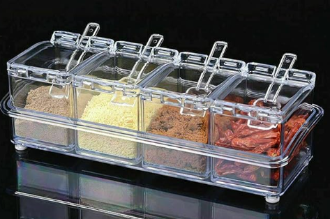 Acrylic Seasoning Spice Box with Spoon