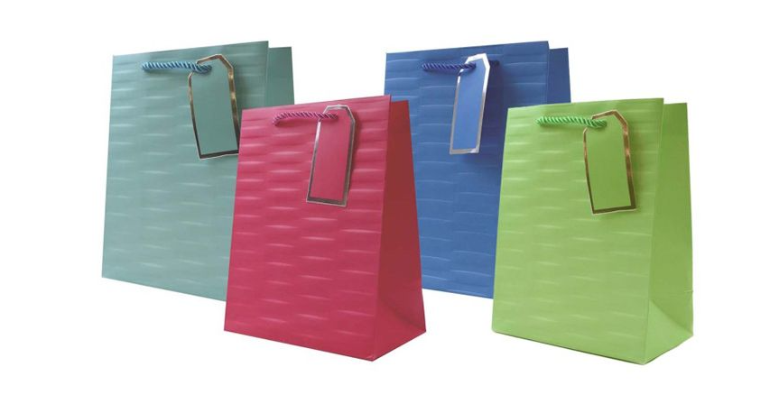 4ASST EMBOSSED BRIGHTS MEDIUM GIFT BAG