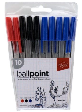Pkt.10 Ballpoint Pens - Asst