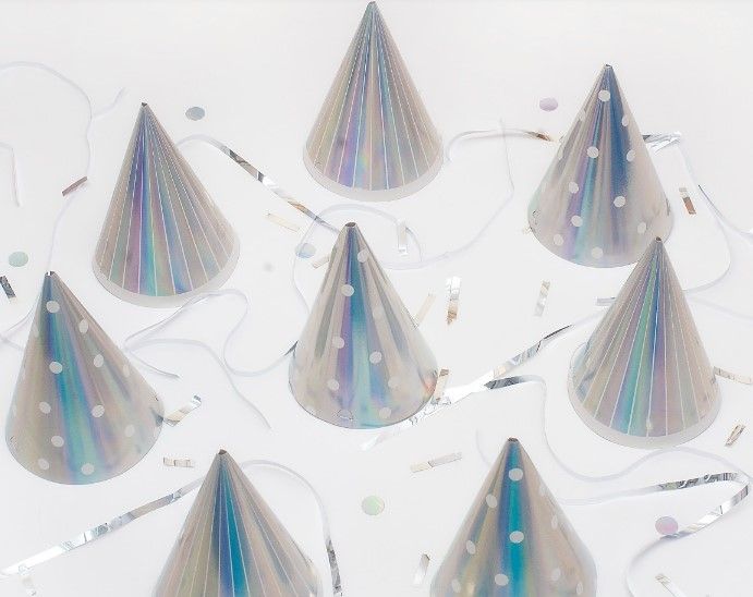 Silver Irridescent Foil Party Hats