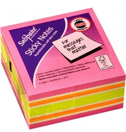 FSC Sticky Note Cube Pink Rainbow