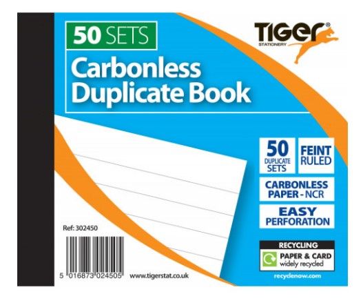 Carbonless Duplicate Book feint Ruled Sm