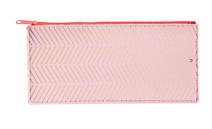 PENCIL CASE, STRIPS, PINK/GOLD