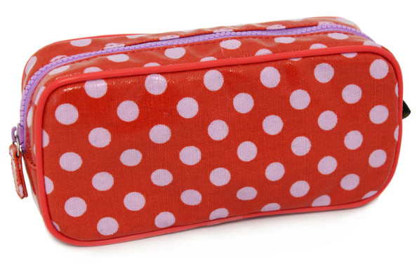 PCA075 Polka Dot Pencil Case Blue and Re