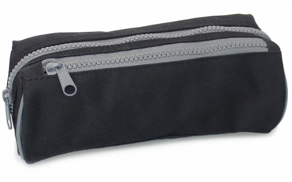 Grey zips black bootbag pencil case