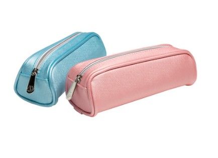 Pencil case trapeze PU PERLE 2col ass