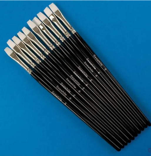 White Synthetic flat brush size 6