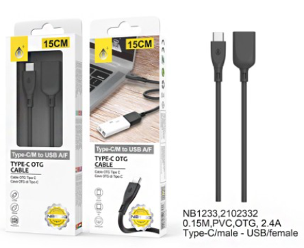 OTG Data Cable Usb to type-c, 15 cm