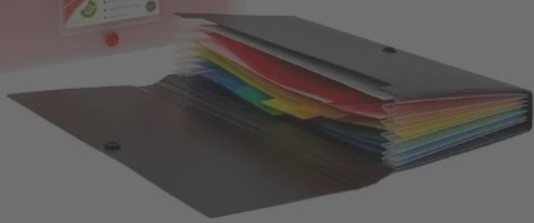 6 Part Expanding Box File A4,Blk Design