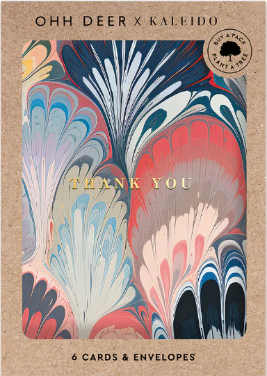 Scalloped Marble Thank You Card Set