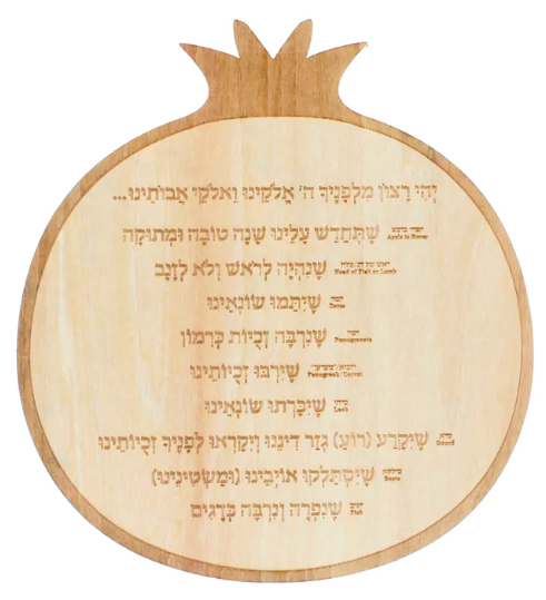 Rosh Hashana Simanim card wood