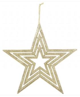 HANGING GLITTER STAR ASSORTED COLOURS 30CM
